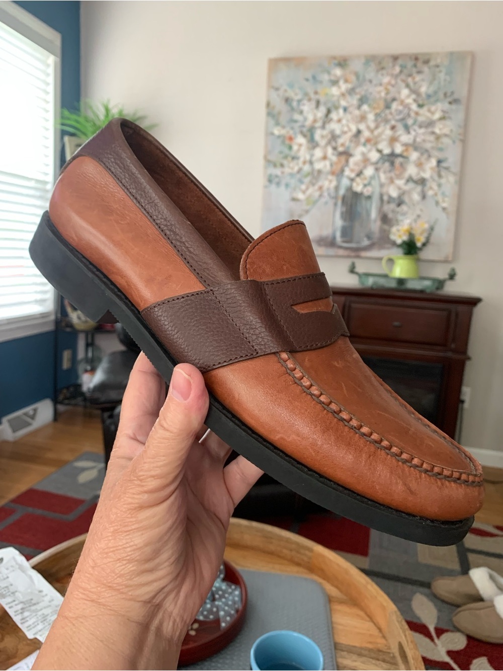 Rockport’s Smooth and Pebbled Leather Two-Tone Penny Loafers - 10.5 N, Like New